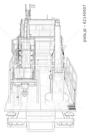 Coiled tubing unit machine. The layers of visible and invisible lines are separated. EPS10 format. Wire-frame Coiled tubing unit machine. The layers of visible and invisible lines are separated. EPS10 format. Wire-frame 62140007
