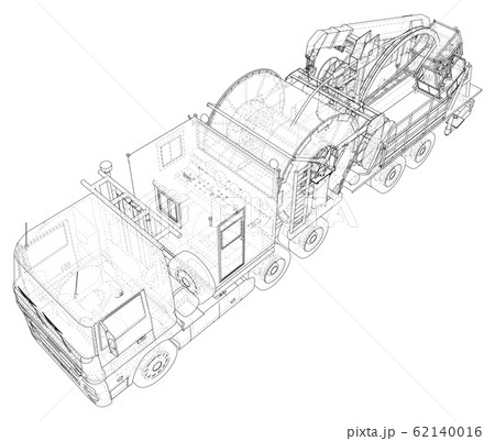 Coil Tubing roll Truck. EPS10 format. Vector created of 3d 62140016