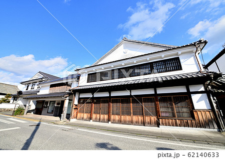 白壁土蔵の街並み うきは市吉井町の写真素材