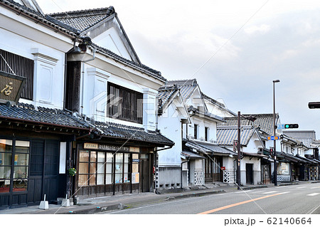 白壁土蔵の街並み うきは市吉井町の写真素材