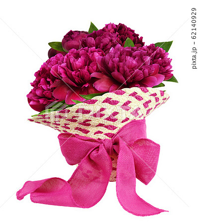 Inverted straw hat with pink canvas ribbon bow and Inverted straw hat with pink canvas ribbon bow and 62140929