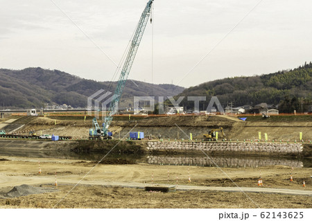 小田川堤防改修工事　西日本豪雨　真備町　岡山県倉敷市真備町 62143625