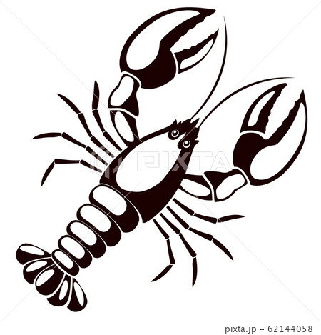 Black and white silhouette of lobster. Icon Black and white silhouette of lobster. Icon 62144058