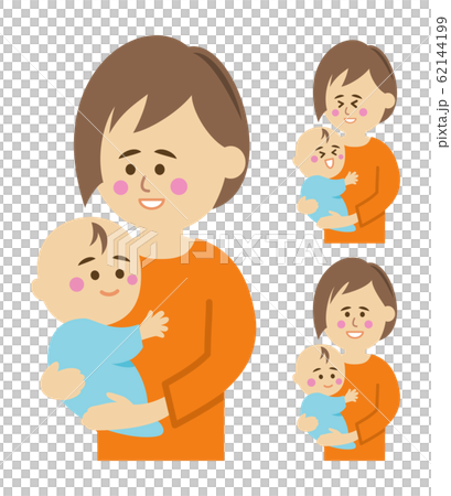 赤ちゃんを抱っこするお母さんのイラストイメージのイラスト素材