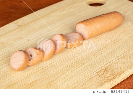 German pork sausage on cognac leather German pork sausage on cognac leather 62145415