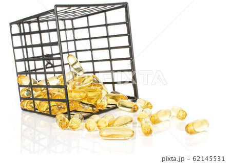 Golden fish oil isolated on white 62145531