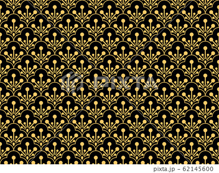Flower pattern. Seamless gold and black ornament. 62145600