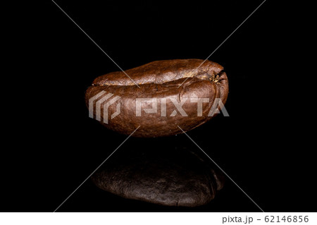 Fresh coffee bean isolated on black glass 62146856