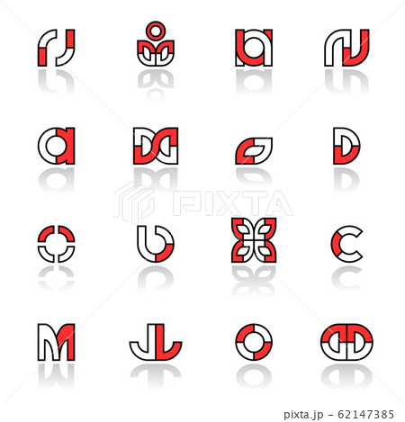 Design elements set. Abstract red, black and white 62147385