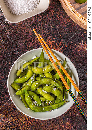 Cooked green edamame, japanese food. 62147984