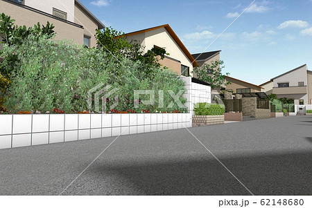 住宅 外構イメージのイラスト素材