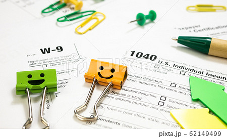 Smile Binder Clips with 1040 Tax Form and W-9 62149499