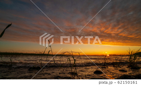 Beautiful lake in Karelia on sunset 62150161