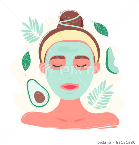 Woman with closed eyes in avocado facial mask  62151830