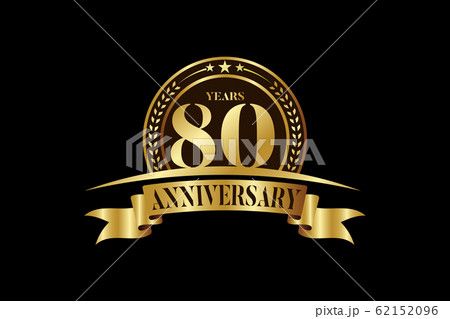 Anniversary logo template Vector design birthday celebration,  Golden anniversary emblem with ribbon  62152096