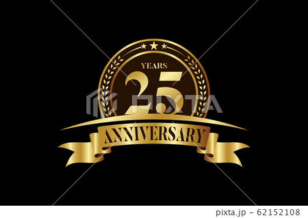 Anniversary logo template Vector design birthday celebration,  Golden anniversary emblem with ribbon  62152108