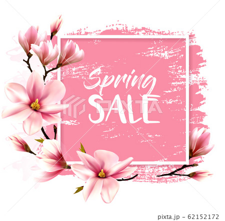 Spring sale background with pink blooming 62152172