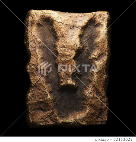 Rocky letter V. Font of stone isolated on black background. 3d Rocky letter V. Font of stone isolated on black background. 3d 62153025