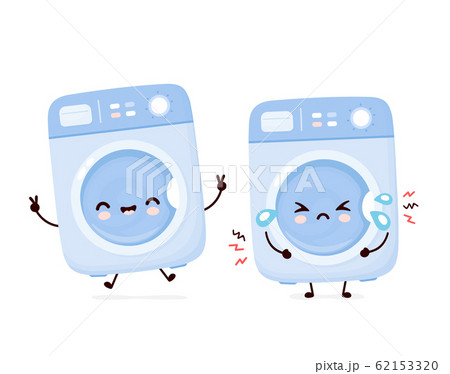 Cute happy and sad broken washing machine 62153320