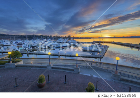 Sunset over Yarrow Bay in Kirkland Washington 62153969
