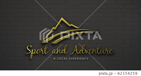 Adventure gold mountain logo. 3D Render illustration Adventure gold mountain logo. 3D Render illustration 62154259