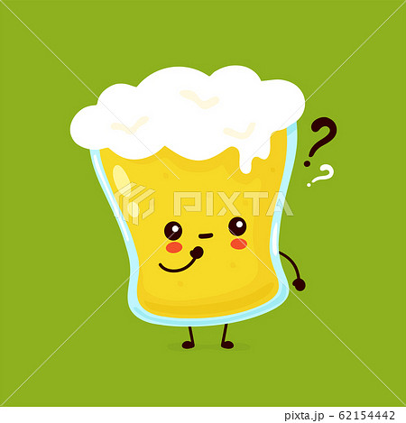 Cute glass of beer with question mark 62154442