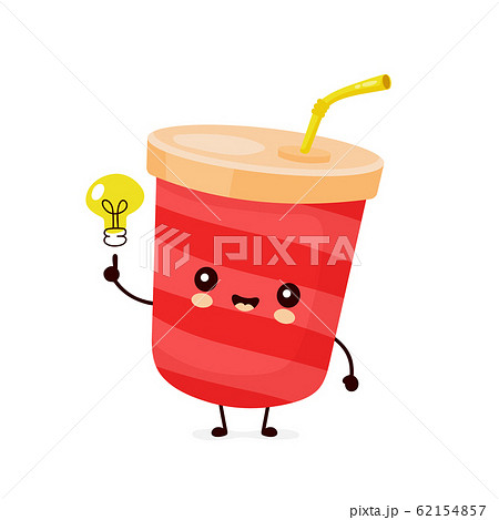 Cute happy soda water cup. Vector 62154857