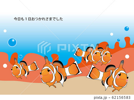 南国 奄美 熱帯魚 クマノミ 文字ありのイラスト素材