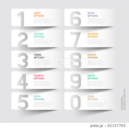 Number paper cut template. Vector illustrations. 62157763