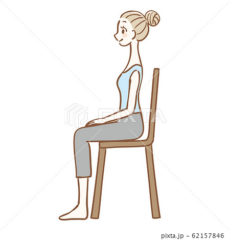 椅子に座った女性 横向きのイラスト素材