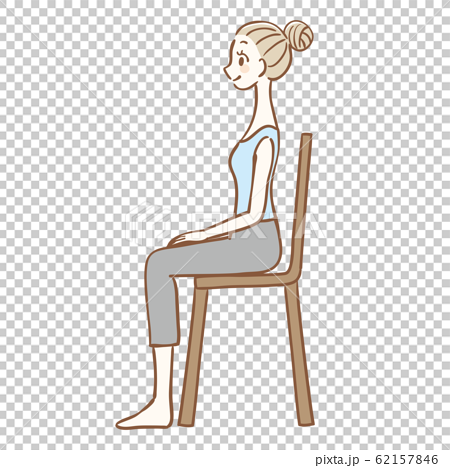 椅子に座った女性 横向きのイラスト素材