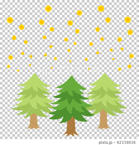 杉の木とスギ花粉の飛散(手描き風) 杉の木とスギ花粉の飛散(手描き風) 62158016