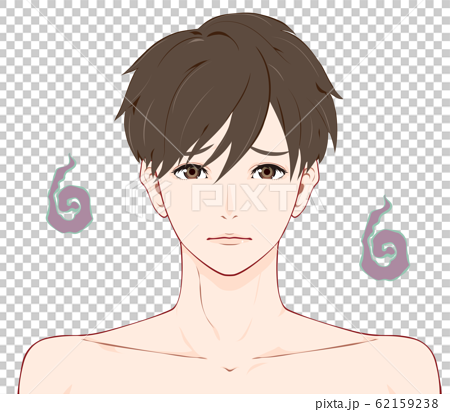 A Man With A Troubled Face Bare Skin Stock Illustration