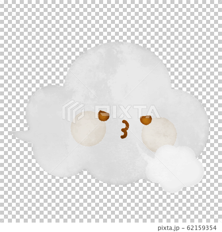 水彩風 風を吹く雲のイラスト素材
