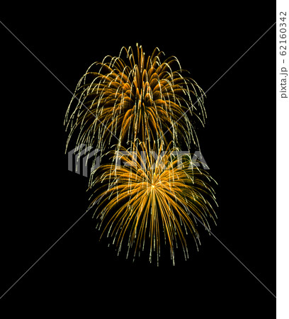 Golden exploded fireworks isolated on black 62160342