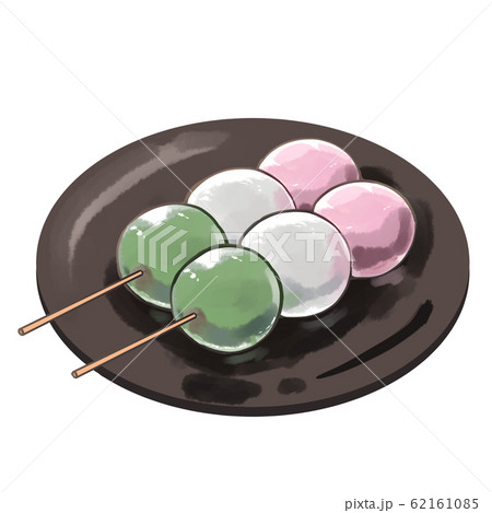 三食団子（皿載せ）のイラスト素材 [62161085] - PIXTA