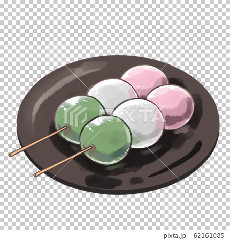 三食団子（皿載せ）のイラスト素材 [62161085] - PIXTA