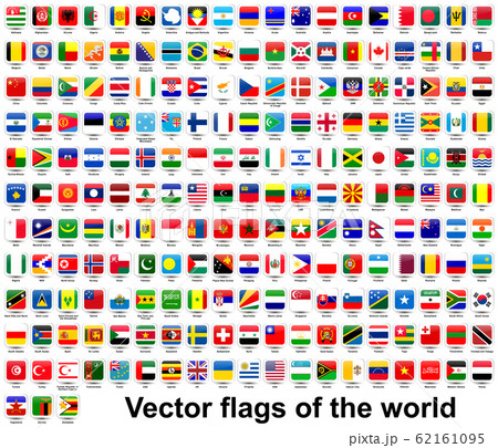 Set of flags of countries around the world on a white background. Icons for websites. The glass effect and transparency. Complete collection. Vector graphics. Set of flags of countries around the world on a white background. Icons for websites. The glass effect and transparency. Complete collection. Vector graphics. 62161095