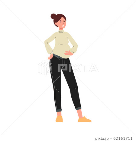 Young pregnant woman cartoon character, flat vector illustration isolated. Young pregnant woman cartoon character, flat vector illustration isolated. 62161711