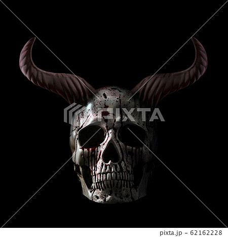 Human skull in blood with horns isolated on black background Human skull in blood with horns isolated on black background 62162228