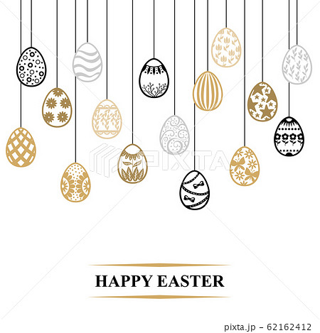 Easter card with decorative contour eggs hang 62162412