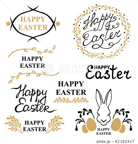 Easter decorative greeting icon set Easter decorative greeting icon set 62162417