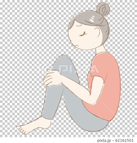 悩み事があってうつむく女性 悩み事があってうつむく女性 62162501