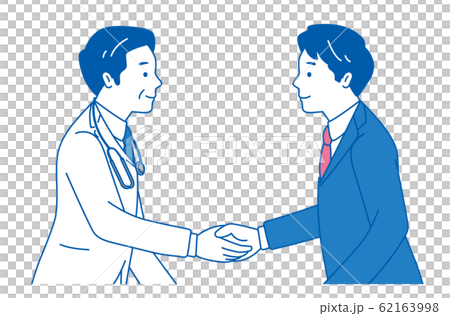 医者 医師 ビジネスマン 握手 会話 契約 2人 イラストのイラスト素材