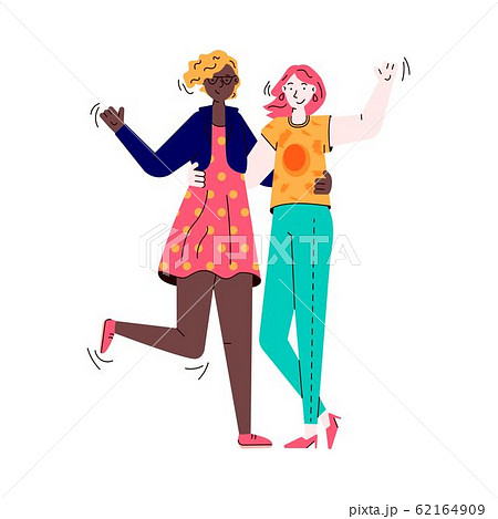 Two women sharing friend hug - cartoon people... - Stock Illustration  [62164909] - PIXTA