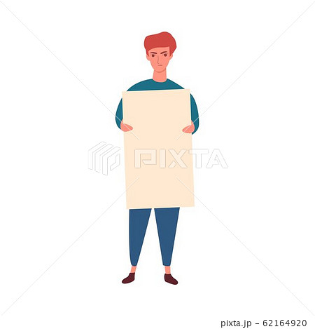 Man character with blank political placard, flat vector illustration isolated. 62164920