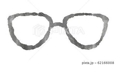 ボストン型メガネ 丸い眼鏡のイラストのイラスト素材