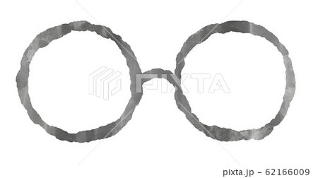 ラウンド型メガネ 丸眼鏡のイラストのイラスト素材