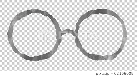 ラウンド型メガネ 丸眼鏡のイラストのイラスト素材