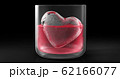 Red drink and heart shapeed ice in glass cup with dark background in the studio for love concept, 3d rendering. 62166077